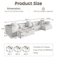 thumbnail image 4 of 144" Modular Sectional Sofa, Modern Linen Deep Seat Cloud Couches for Living Room, Apartment, Office, 3-Seat, White Couch, 4 of 17