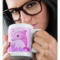 thumbnail image 2 of 3drose, Cute Pink Dolphin Pink Ocean, 11oz Mug, 2 of 6