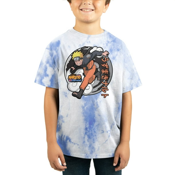 Blue Tie Dye Naruto Anime Cartoon Youth Boys Graphic Tee Shirt-M -  