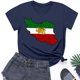 thumbnail image 2 of Camiseta de Manga Corta Impresa de Cuello Alto para las Mujeres, Tops de Cuello Redondo para las Mujeres Mezcla de Poliéster de Spandex de Uso Diario Casual, 2 of 5