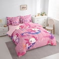 thumbnail image 3 of jejeloiu Kawaii Cute Axolotl 7 Pieces Bedding Comforter Set,Pink Sea Animal Full Bedding Set For Salamander Lover Reversible, 3 of 8