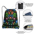 thumbnail image 4 of Wukai Roosters and Flowers Waterproof Drawstring Backpack with Zipper Pocket,Large Foldable Gym Bag for Women and Men, Perfect for Sports, Yoga, and Travel, 4 of 8