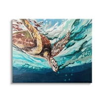 Stupell Industries Splashing Sea Turtle Diving Below Ocean Surface Painting Gallery Wrapped Canvas Print Wall Art, Design by Stacy Gresell