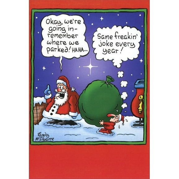 Nobleworks Where We Parked Funny / Humorous Christmas Card (1 card/1 envelope)