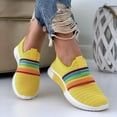 thumbnail image 2 of JINMGG Sneakers for Women Plus Clearance Women's Fashion Casual Rainbow Slip On Mesh Breathable Sport Sneakers Shoes Yellow 37, 2 of 9