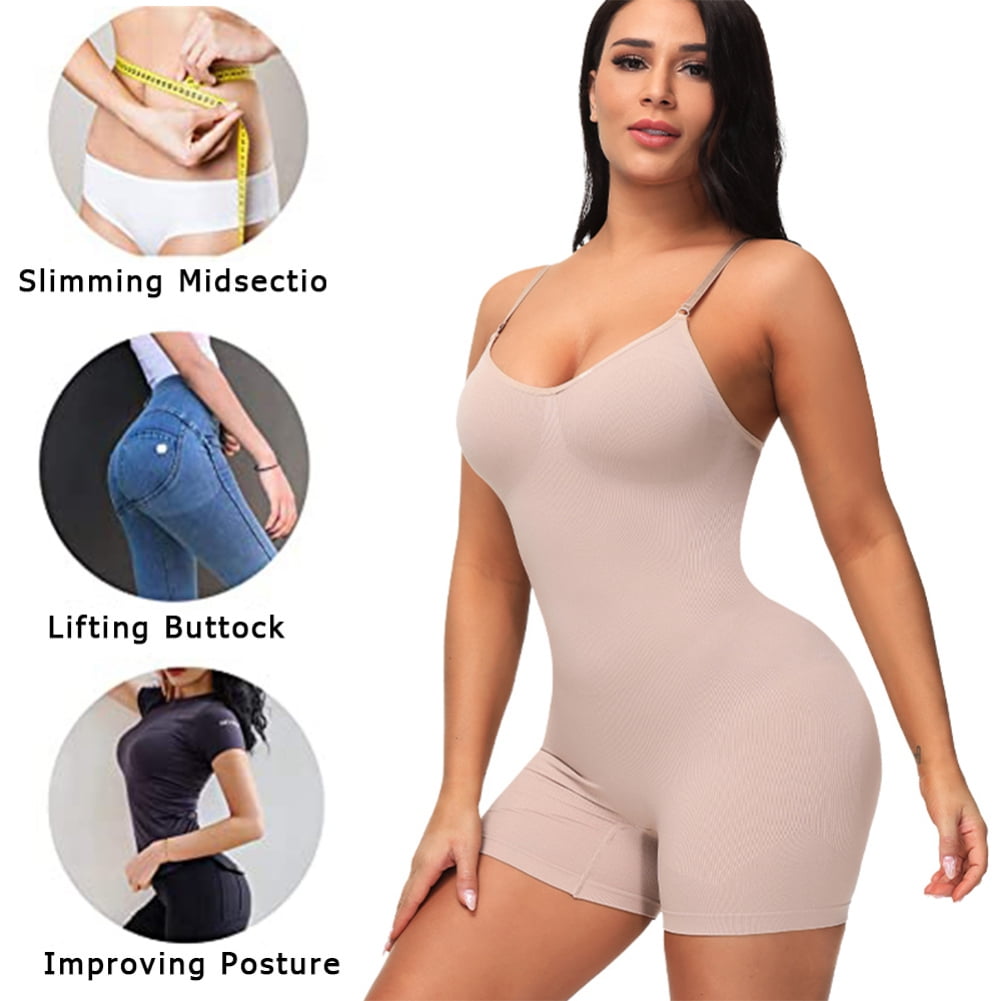 Lu's Chic Women's Tummy Control Shapewear Bodysuit Seamless Butt Lifter Hip  Enhancer Mid Thigh Slimmer Push Up Open Crotch Full Body Shaper Camisole