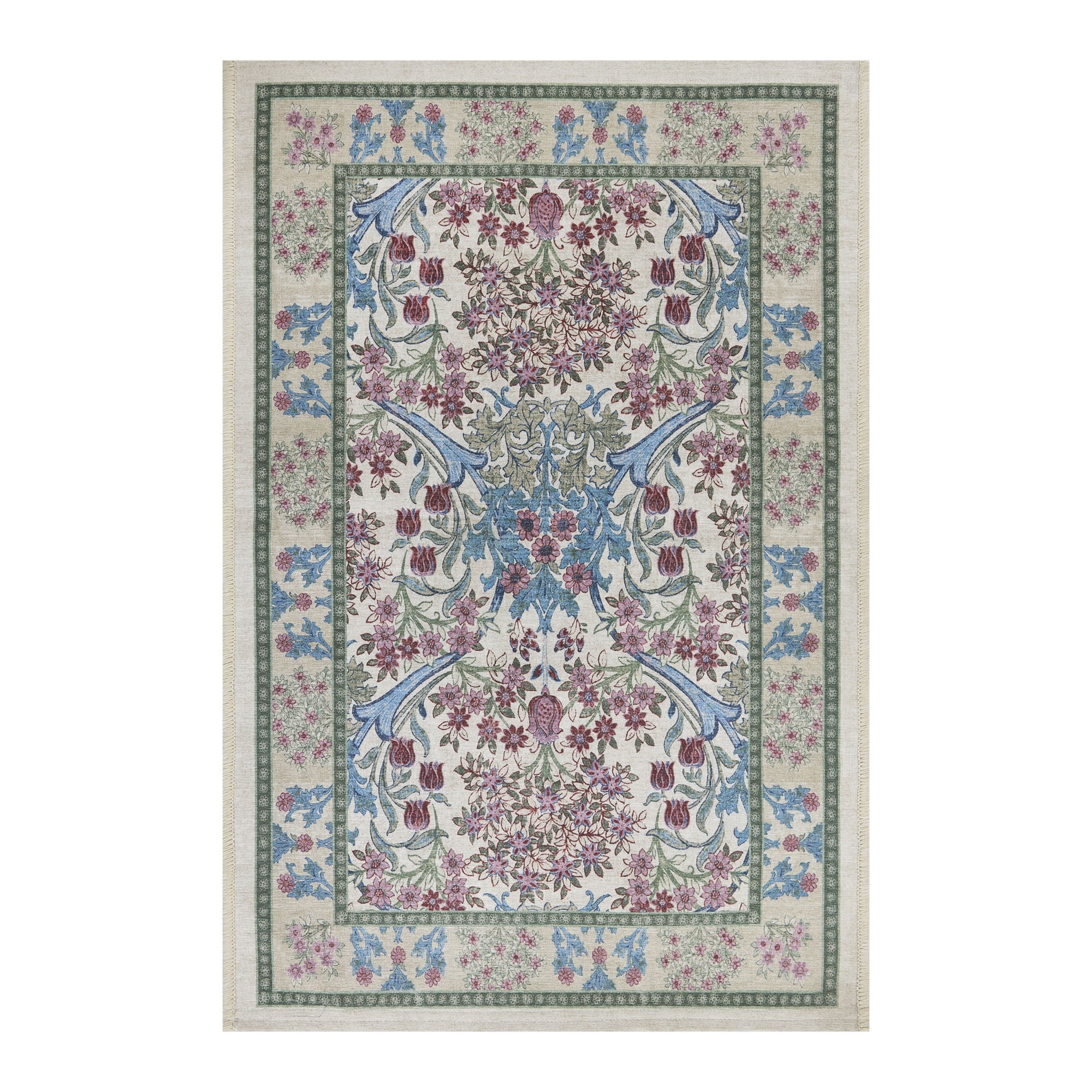 Better Homes & Gardens Hannah Flowing Floral Beige 24 in x 36 in Accent Rug