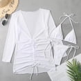 thumbnail image 2 of Conjunto de bikini para mujer Playa Elegante Traje de baño de 2 piezas Traje de baño Malla transparente Manga larga Outwear Blanco M, 2 of 6
