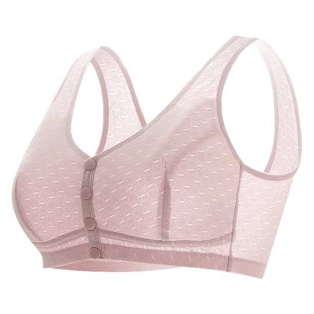 Gibobby Brasier Mujer Push Up Ropa interior de maternidad de seda helada para mujer Sujetador de botón frontal para mujer sin anillo de Talla grande(Morado,38/85)