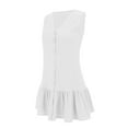 thumbnail image 3 of SMihono Womens Shirt Dresses Midi Length Sleeveless V Neck Dress Casual Button Down Shirt Dress Summer Loose Dresses White XL, 3 of 7