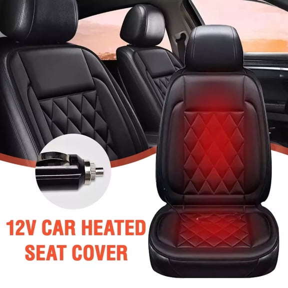 Adjustable Temperature Heated Car Seat Cushion, Ca Seat Cover with Heat,Winter Car Seat Mat,PU Leather Seat Pad for Full Back and Seat,for Driver or Passenger
