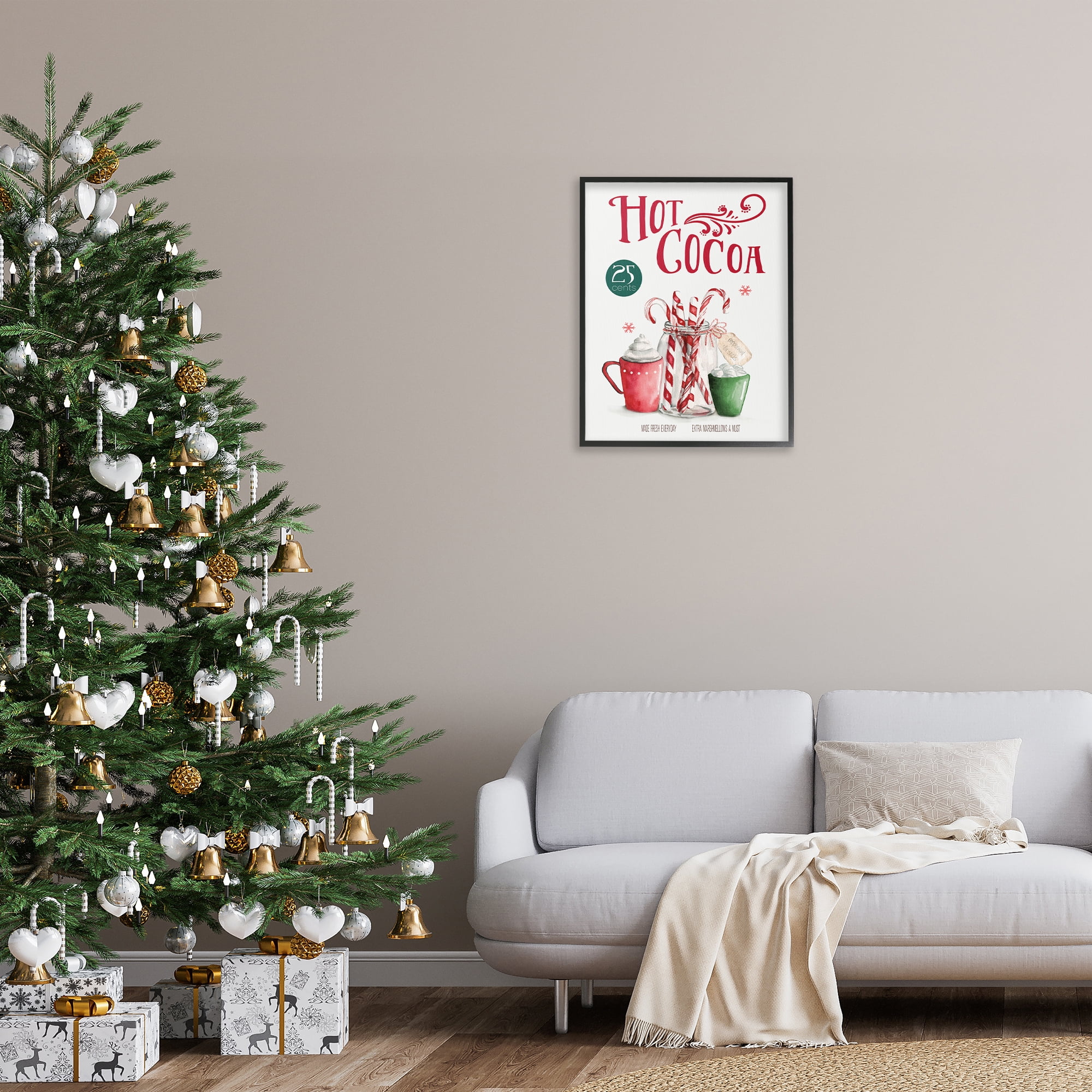 Stupell Industries Vintage Winter Hot Cocoa Holiday Painting Black Framed Art Prints Wall Art, 24 x 30