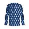 thumbnail image 7 of VgaVtl V-Neck Womens Plus Tshirts Tunic Long Sleeve Womens Tops Blue Polka Dots Button Loose Casual Shirts,M, 7 of 7