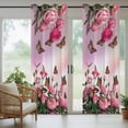 thumbnail image 5 of Outdoor Curtains for Patio Waterproof, Pink Roses Outdoor Privacy Panels Grommet, Spring Floral Butterflies Watercolor Modern Art Blackout Outside Curtains for Porch/Cabana 54"x95", 1 Panel, 5 of 8