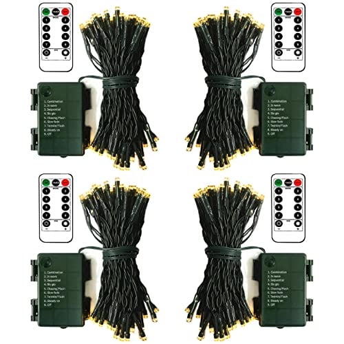 Cadena de luces ZAIYW 50 LED de 5 m con temporizador remoto, 8 modos, paquete de 4
