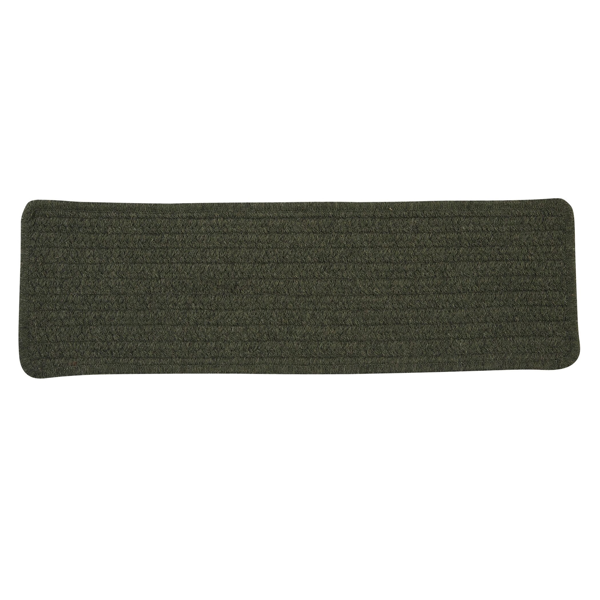 28" Green Solid Handmade Braided Stair Tread Rectangular Rug