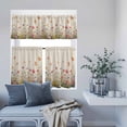 thumbnail image 6 of 3 Piece Kitchen Curtains and Valances Set Watercolor Flowers Cafe Curtains 24 Inch Length Spring Daisy Floral Butterflly Beige Valance & Tier Curtain for Living Room Bedroom Window 54"x18"+27"x24"*2, 6 of 6