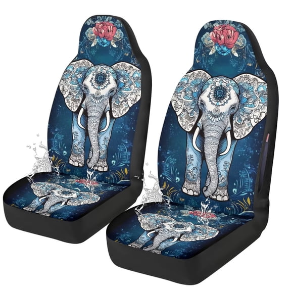 Binienty Floral Elephant Car Seat Covers Front Seats Decorative Comfortable Vehicle Seat Covers Universal for SUV Truck Van Sedans