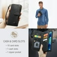 thumbnail image 3 of for Samsung Galaxy S20 FE Case Wallet for Women and Men, Samsung Galaxy S20 FE Case, PU Leather Magnetic Flip Strap Wristlet Zipper Card Holder Wallet Business Phone Cover for S20 FE, Black, 3 of 10