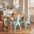 thumbnail image 2 of VINEEGO Metal Dining Chair Indoor-Outdoor Use Stackable Classic Trattoria Chair Fashion Dining Metal Side Chairs for Bistro Cafe Restaurant Set of 4 (Distressed Blue), 2 of 6