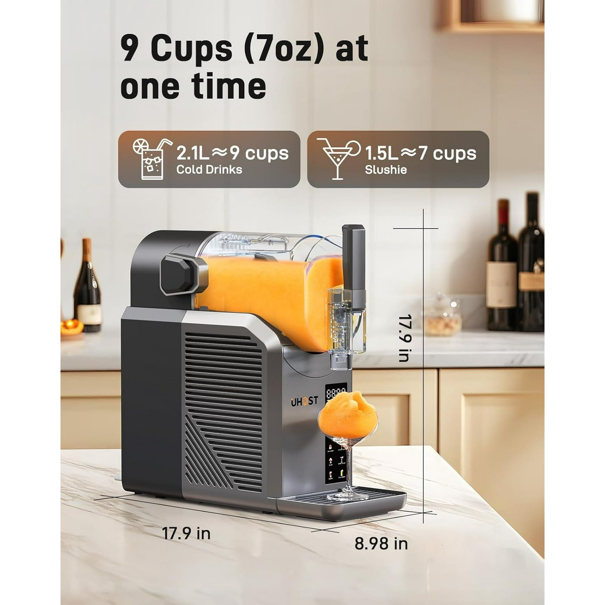 UHOST 7-in-1 Slushie Machine,No Ice Needed,15 Min Professional Frozen Drink Maker for Home with Self-Cleaning,Frozen Margaritas, Frappés, Milkshakes and More,72oz