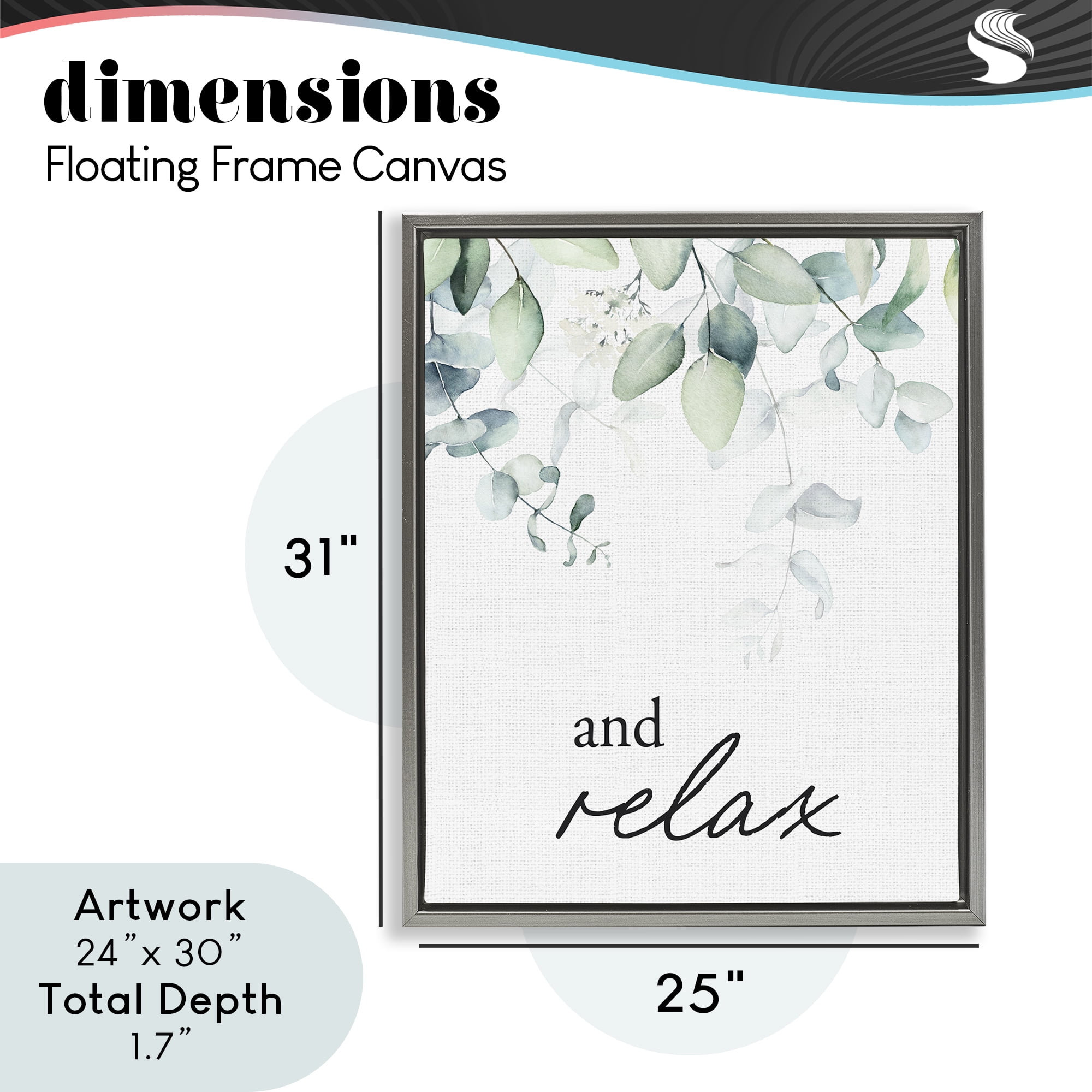And Relax Minimal Herbs Gray Framed Floater Canvas Wall Art, design by Lettered and Lined