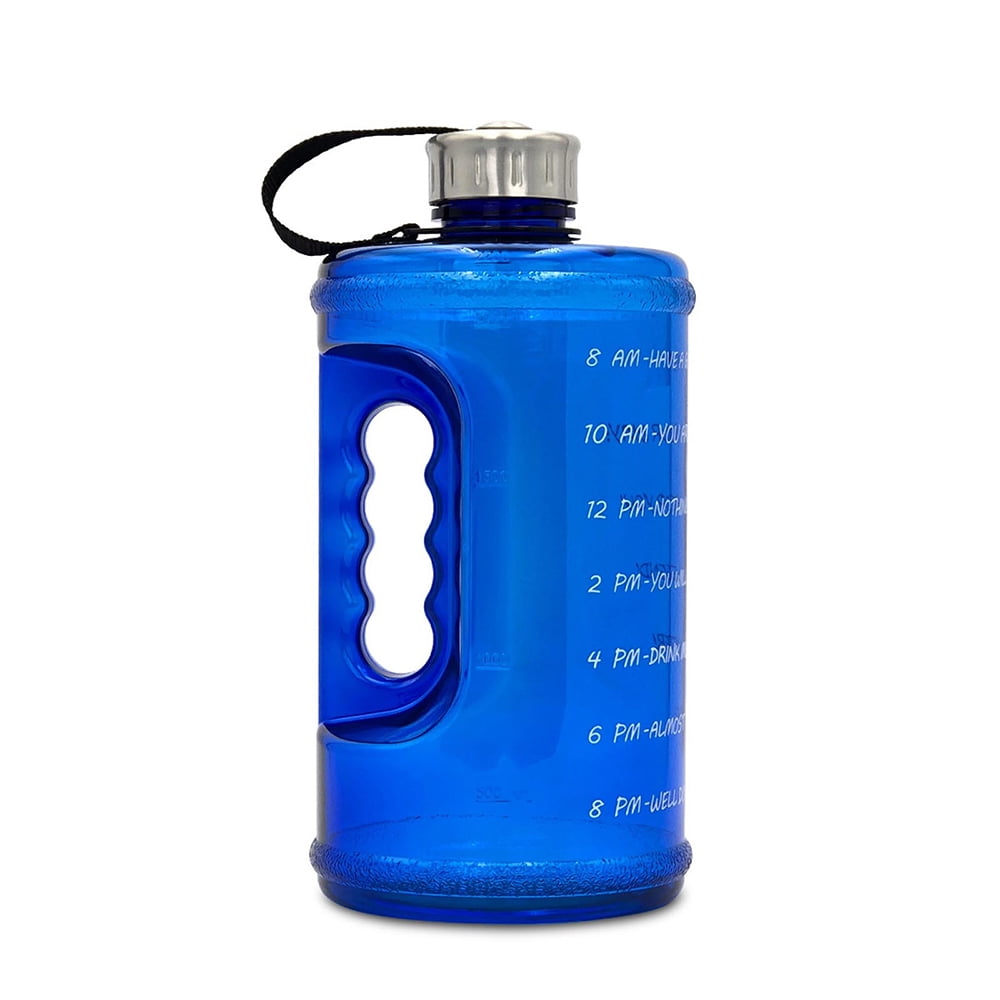 Sports Water Large Jug 1 Gallon Motivational Big Bottle with Time Maker&Handle 