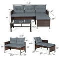 thumbnail image 2 of Gymax 3PCS Outdoor Rattan Furniture Set Patio Couch Sofa Set w/ Cushion, 2 of 10