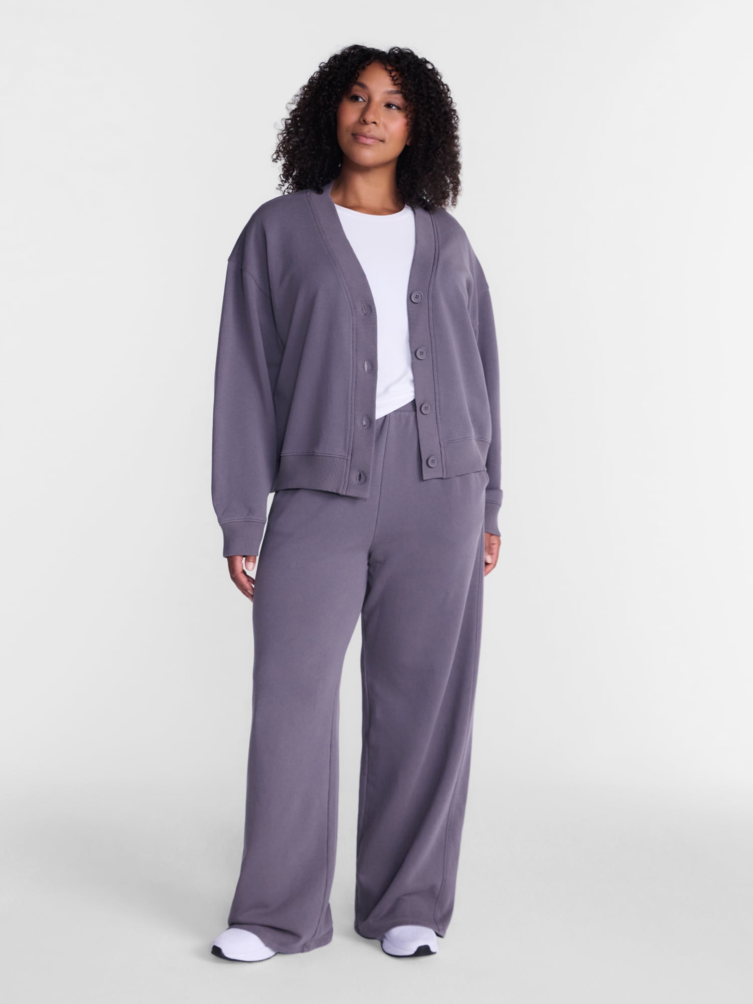 Athletic Works Women's and Women's Plus French Terry Wide Leg Pants, 31" Inseam, Sizes XS-4X