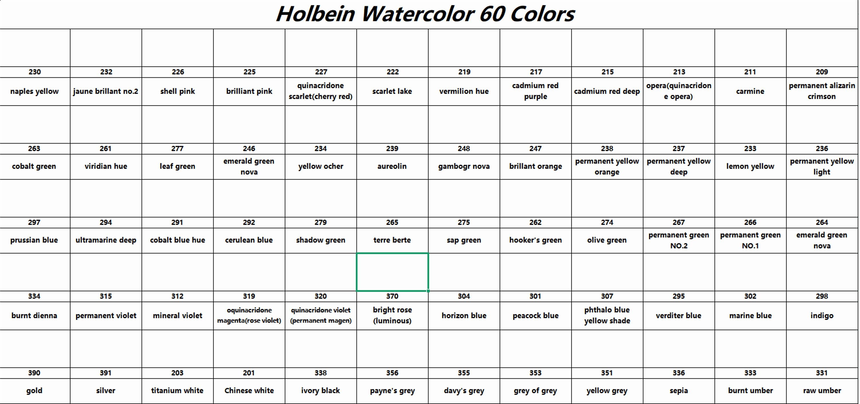 Holbein Artist Handmade Watercolor 60 Colors 1ml Iron Box+Color Card for Adult Artist Student