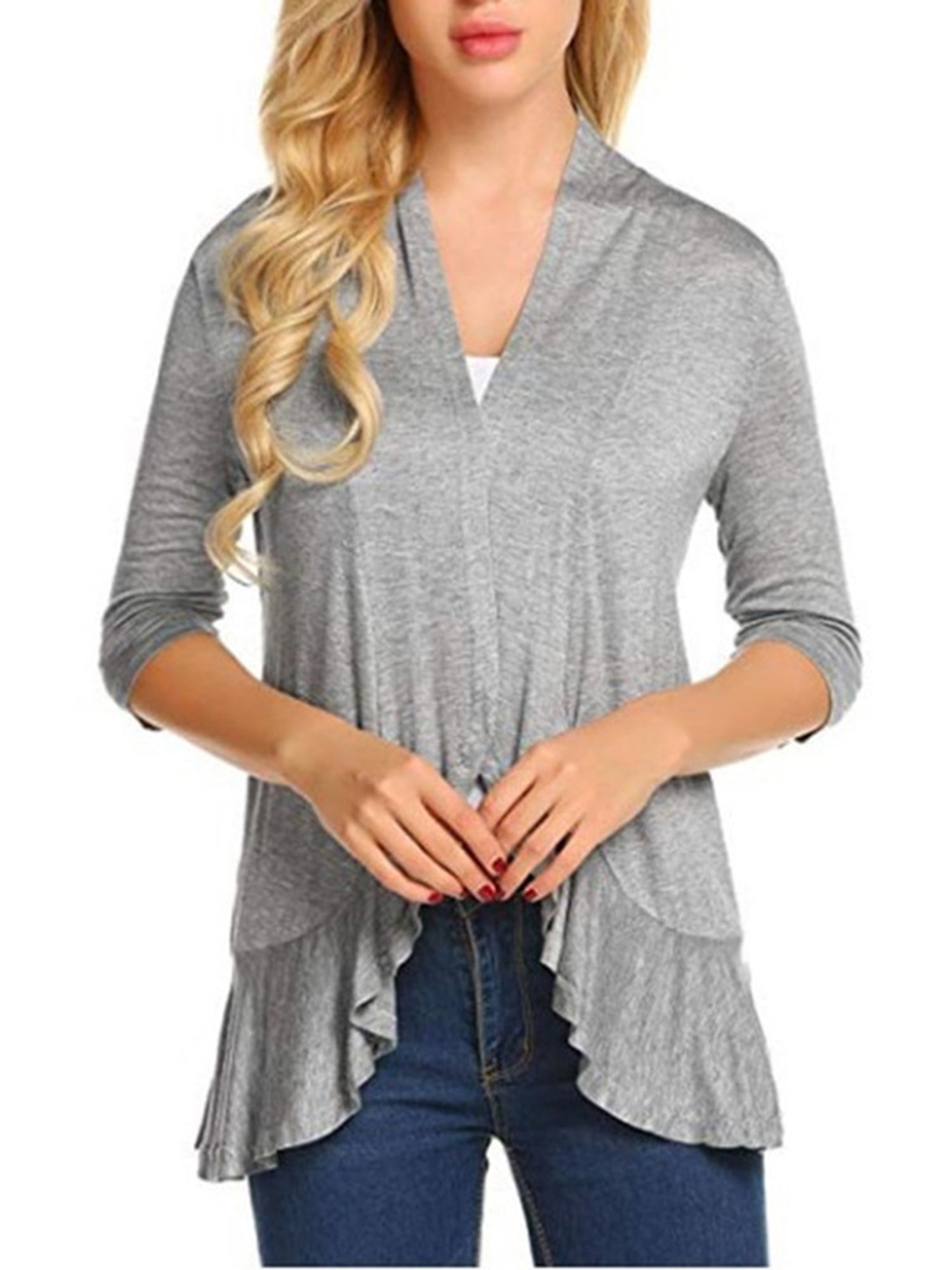 Caitzr Women's Lightweight Cardigan Sweater, 3/4 Sleeve Open Front Basic  Classic Casual Thin Tops Coat - Walmart.com