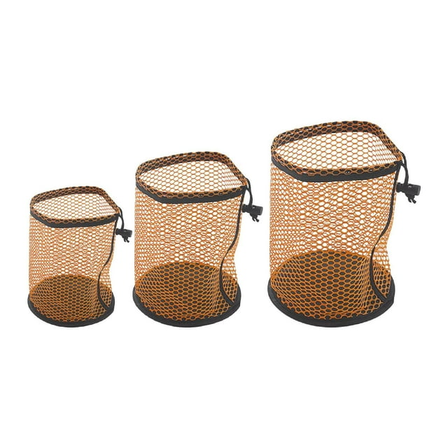 3 piezas bolsas de bolas de golf bolsas de malla de golf accesorios de la bolsa organizadora ligera para bolas de tenis de golf entrenamiento de playa Naranja