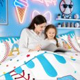 thumbnail image 4 of meiyoeat Drip Ice Cream Letter A Full Size Comforter Sets for Kids Girls, Sprinkle Baseball Print Bedding Comforter Set, Blue Yellow, Polkadot Reversible, 3-Piece, 1 Comforter and 2 Pillowcases, 4 of 6