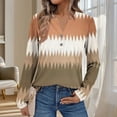 thumbnail image 2 of UPPADA Fall Blouses for Women Trendy Long Sleeve Henley Shirts Floral Print V Neck Tunic Tops Loose Dressy Button Front Blouses Boho Trendy Shirt Khaki,S, 2 of 6