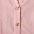 thumbnail image 4 of SuTry Girls 3/4 Sleeve Blouses Linen Button down V Neck Trendy Solid Loose Tops for Mild Weather Linen Material Breathability(Pink,9 Years), 4 of 8