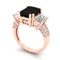 thumbnail image 2 of 4.27 ct Emerald Cut Natural Onyx 3 Stone 18K Rose Gold Womens Engagement Ring, 2 of 5