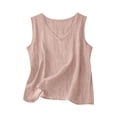 thumbnail image 2 of Summer Tops for Women V-Neck Solid Color Braethable Sleeveless Loose Spring Casual Travel Beach Vacation Going Out Tank Tops Pink S-2XL, 2 of 5