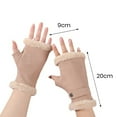 thumbnail image 6 of Naierhg 1 Pair Winter Half Finger Gloves Thick Plush Windproof Warm Elastic Touch Screen Cozy Lining Anti-slip Soft Student Cycling Writing Gloves for Winter Grey, 6 of 8