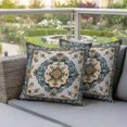 thumbnail image 4 of Vintage Flowers Pattern Pillow Covers 2 Pack Yellow Blue Traditional Bohemian Pillowcase Waterproof Outdoor Throw Pillow Cover for Patio Garden Square Cushion 24”x24”, 4 of 9