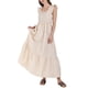 thumbnail image 2 of Vestido Retro A Cuadros con Fruncido, Tirantes Finos y Volantes para Mujer Crema S, 2 of 9