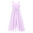 thumbnail image 4 of iEFiEL Girls Chiffon Solid Color Wedding Party Dress V Neck Wide Shoulder Straps Holiday Dress Lavender-A 12, 4 of 5