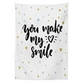 thumbnail image 3 of Ambesonne Saying Tablecloth Rectangular Table Cover, You Make My Heart Smile, 52"x70", Black and Blue, 3 of 4