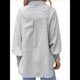 thumbnail image 3 of Blusa Estilo Boyfriend A Rayas con Puños Fruncidos para Mujer, Estilo Túnica Informal con Mangas con Volantes y Bolsillos, Rayas Grises, Talla XL, 3 of 7