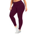thumbnail image 2 of Women's Plus Size Solid Color Butt Lifting Workout Leggings, High Waist Yoga Pants for Women, Tummy Control Athletic Pants, Compression Fit,Wine,XL, 2 of 5