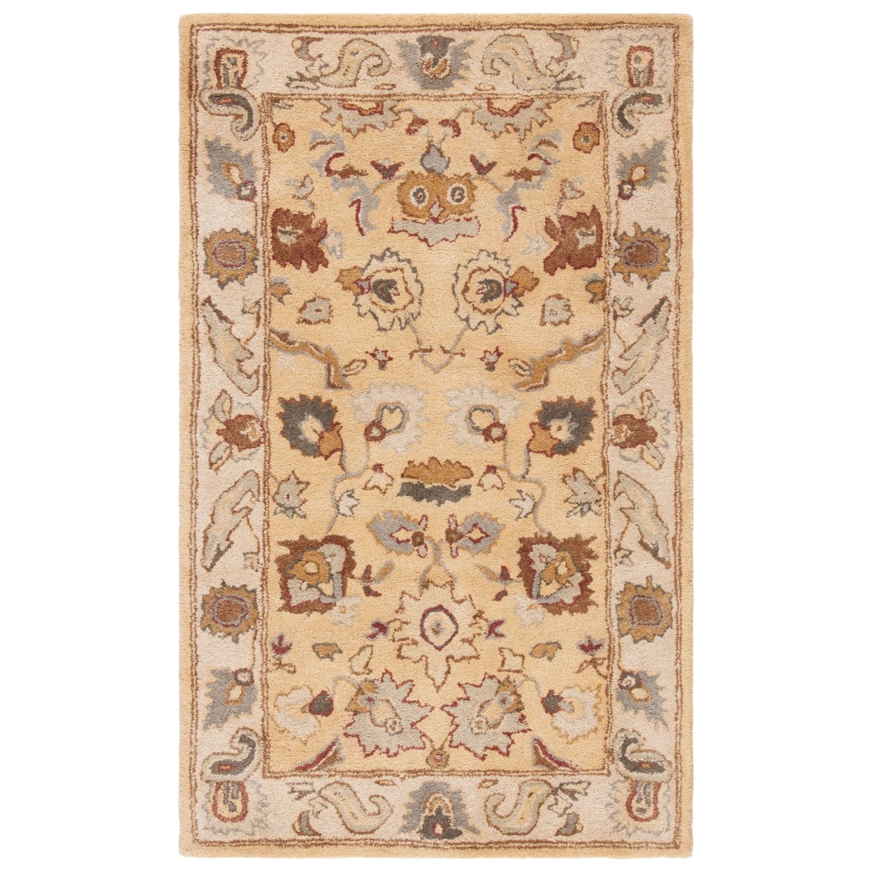 SAFAVIEH Bergama Bradford Traditional Wool Runner Rug, Taupe/Ivory, 2'3" x 12'