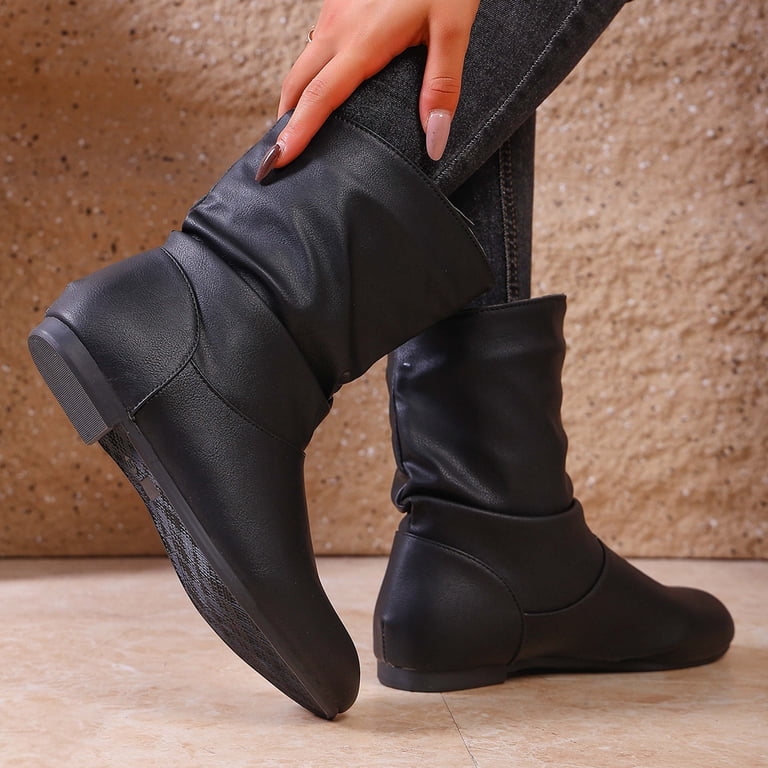 womens black flat dress boots Matt & Nat JOLIETTE Women's Vegan 6.5) Womens Winter Knee High Boots eileial Womens Slip Resistant Comfort