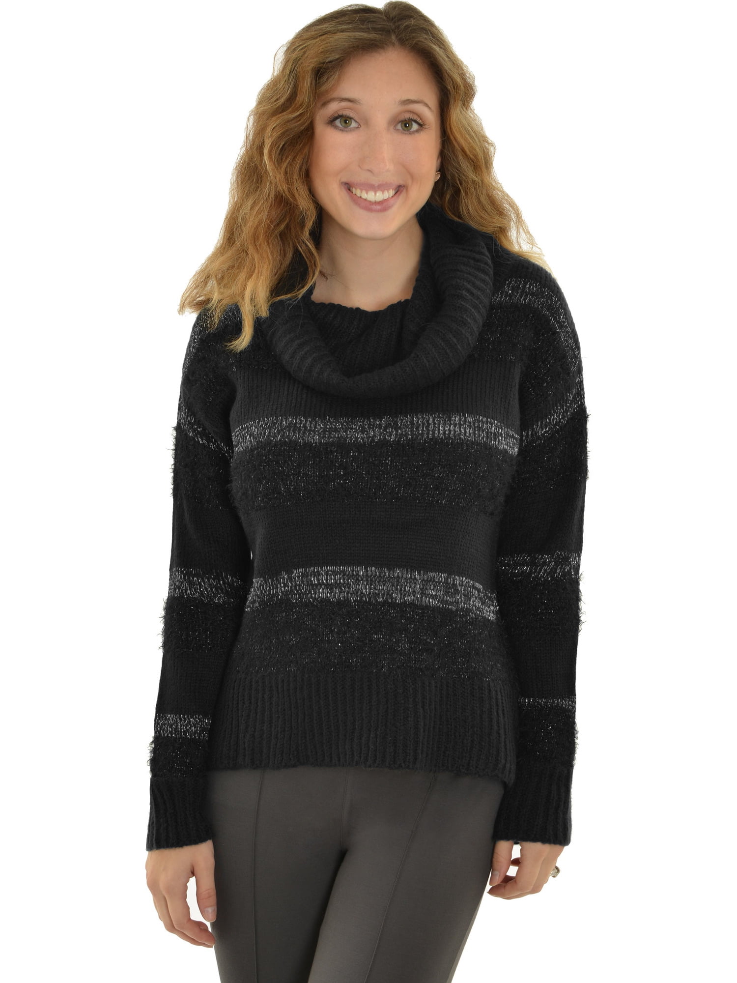 black cowl neck sweater