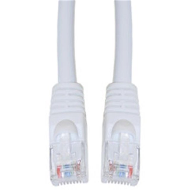 Cat6a White Ethernet Patch Cable Snagless Molded Boot 500 MHz 15 foot