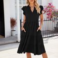 thumbnail image 4 of LYXSSBYX Summer Dresses for Women Summer Fashion Solid Color Short Sleeve Suspenders Pullover Dress, 4 of 5