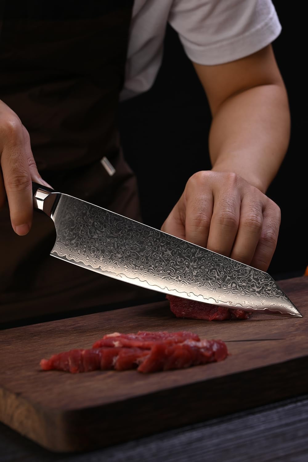KEGANI 8" Japanese Kiritsuke Chef Knife, Japanese 67 Layers VG-10 Damascus Knife, Ebony FullTang Handle Natural Texture Japanese Knife Sushi Knife Gyuto Knife